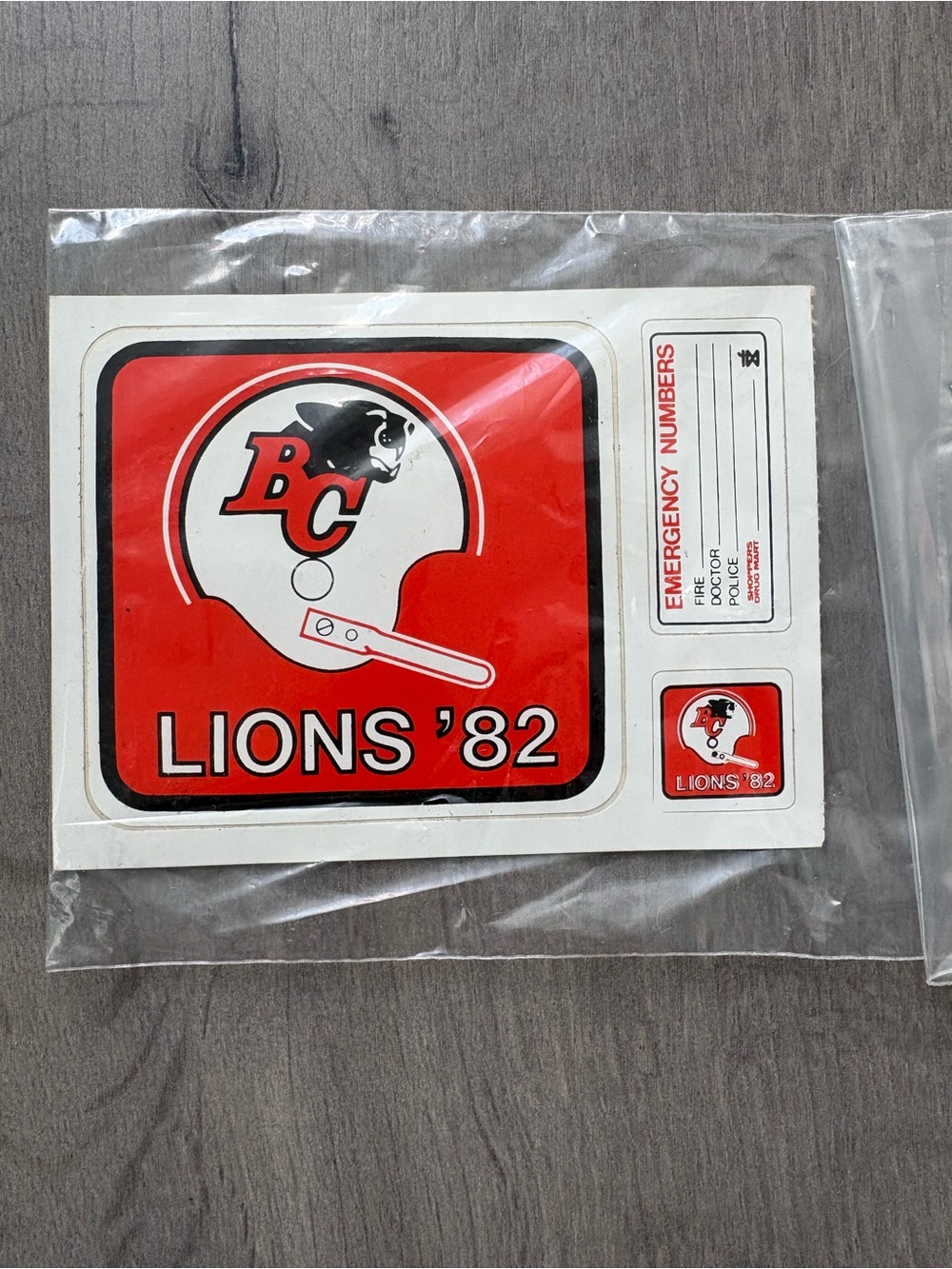 Vintage 1982 BC Lions CFL sticker - Shoppers Drug Mart promotional item